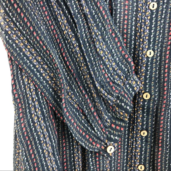 JOIE Silk Peasant Blouse Blue Floral Pattern Small - Picture 4 of 12